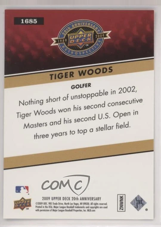 2009 Upper Deck 20th Anniversary Retrospective Sports Tiger Woods #1685 - Image 2 of 2