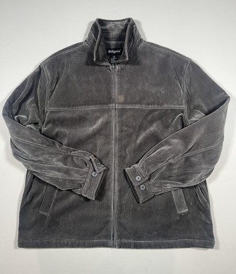 Brigata Jacket Mens XL Gray Corduroy Full Zip Fleece Lined Bomber Casual