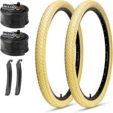 26x2.125 Cruiser Bike Tires: 2-Pack 26 Inch Folding Tires with Pair Bike Tubes