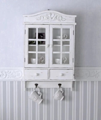 PALAZZO INT Pensile vintage bianco armadio shabby chic vetrina sospesa pensile legno nuovo