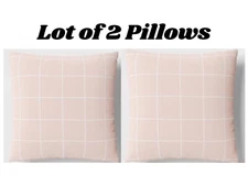 Lot Of 2 ~ 17"x17" Grid Square Outdoor Throw Pillows Pink Room Essentials
