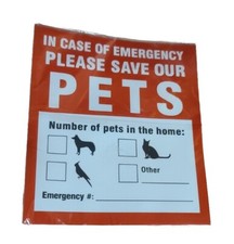 Pet Rescue Sticker Fire Safety - Window Sticker - Save Our Pets Emergency Pet...