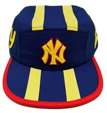  5 Panel Blue Yellow Cap Adjustable Strap 