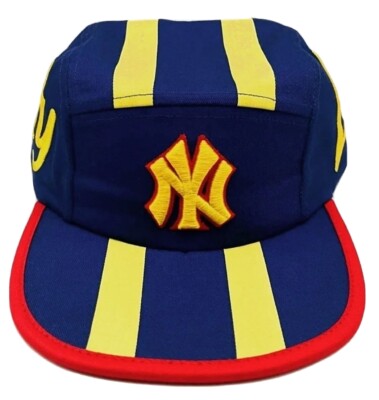 5 Panel Cap Cotton Adjustable Strap Royal Blue Yellow New