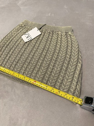 Zara Mini Skirt Girls Size 9-10 Years Oatmeal Tight Knit Cotton Brand New NWT - Picture 6 of 8