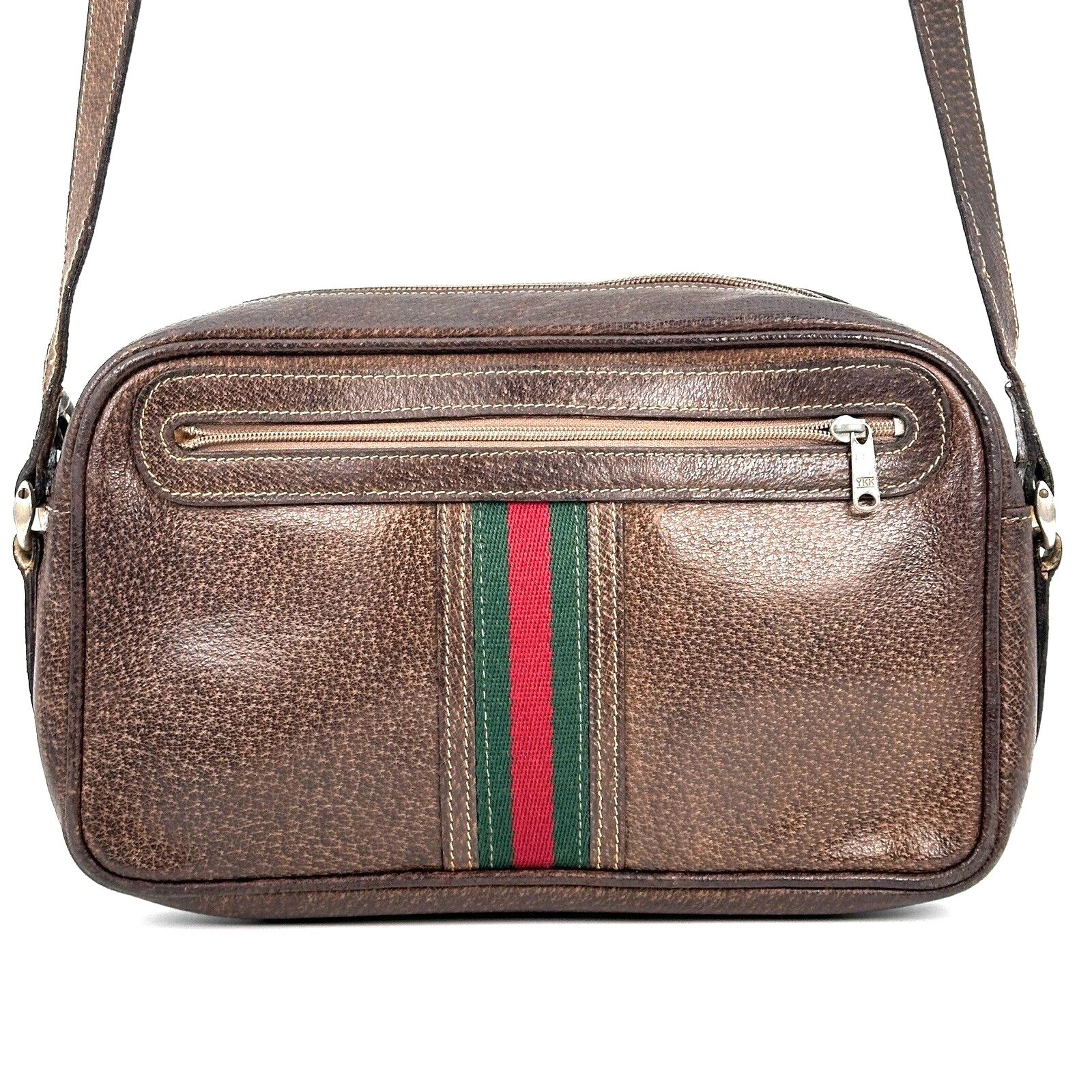 【RANK B】 Sac bandoulière vintage GUCCI ligne sherry cuir marron authentique