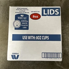 WinCup Foam Plastic Lids for 8 Oz 1000 Ct White