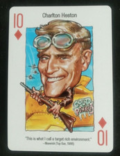 2008 Politicards Playing Card Red Back Charlton Heston 10 Diamonds