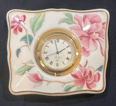 Retired Lenox Barrington Desk/Vanity Clock Floral Pattern~New