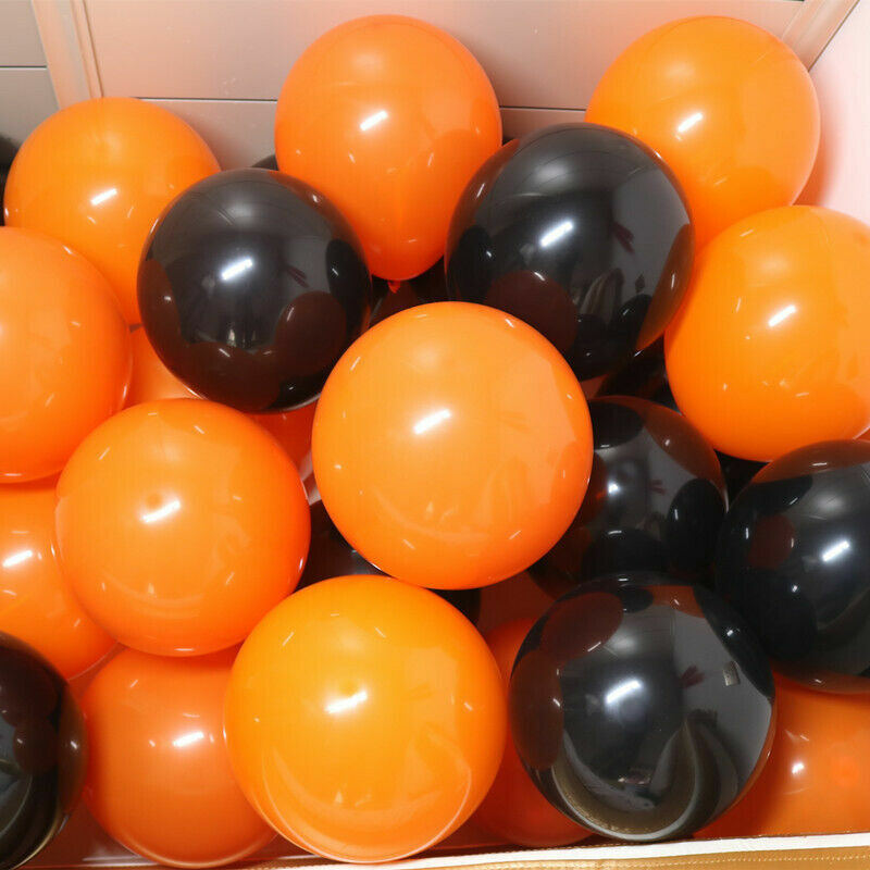 JYNVO 100 Stück Halloween Luftballons - Orange Schwarz Weiß Latex Ballons Für Party Deko