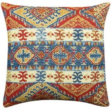 Riad Navajo Kilim Tapestry Extra-Large Cushion. Red/Blue Geometric Design. 23"sq