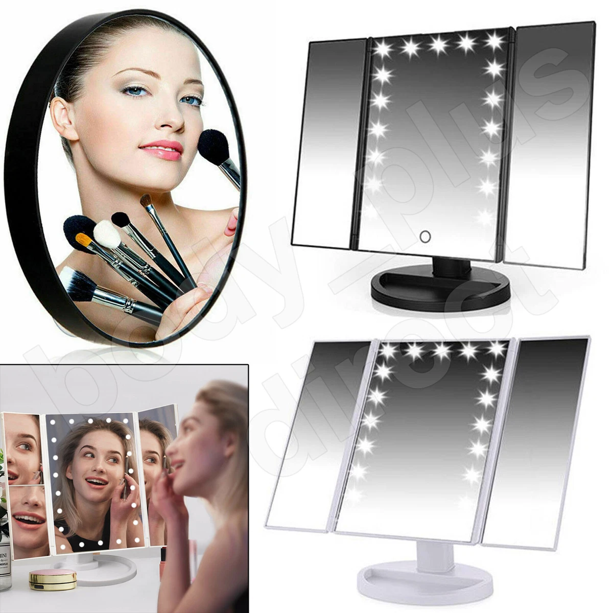 Illuminated magnifying makeup mirror outlet