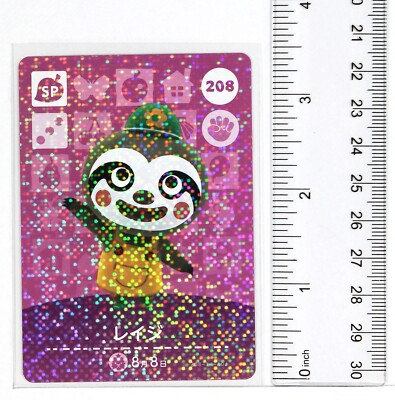 Animal Crossing Amiibo Holo Card Japan No.208 SP Leif Reiji Sloth