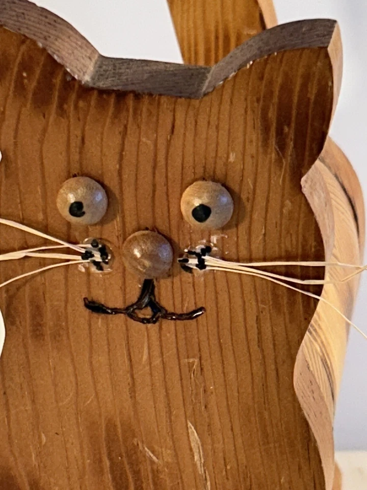 Hucha de madera kitsch hecha a mano de colección 9 pulgadas de alto única H7 Foto 2 de 4