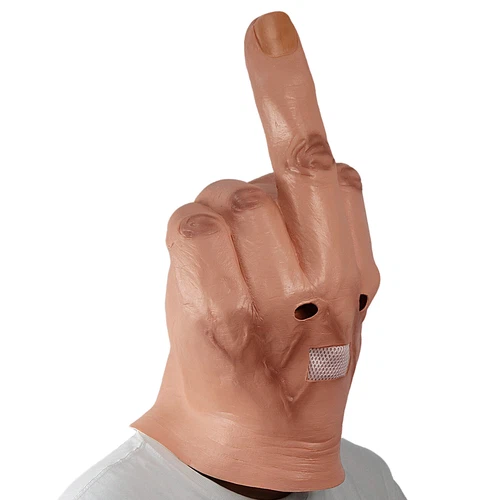 Halloween Middle Finger Mask Halloween Middle Finger Head Mask Latex Full Head - Picture 6 of 18