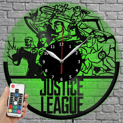 LED Clock Justice League Vinyl Record Wall Clock Led Light Wall Clock 1178