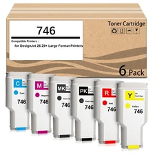 6 Pack 746 Photo Ink Cartridge Use for DesignJet Z6 Z9+ Large Format Printers