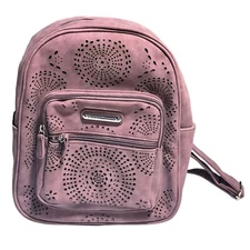 Stone Mountain Eyelet Faux Suede Mini Backpack Burdundy