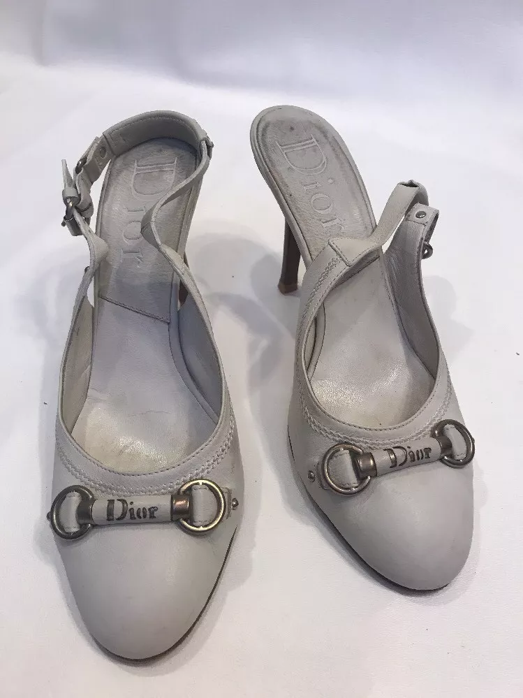 Chaussures DIOR LOGO nom pompe à fronde mule DIAPOSITIVE 38,5 blanc cassé os ivoire joli
