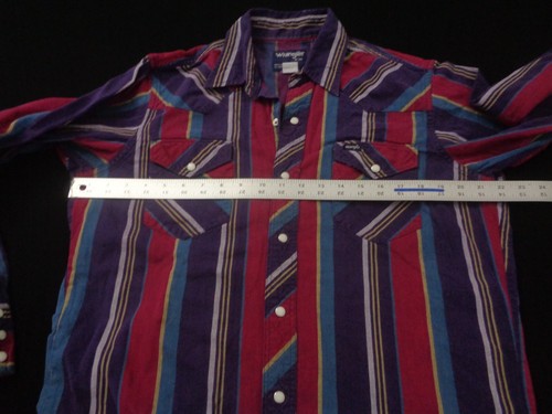 Vintage Wrangler Pearl Snap Shirt Mens Regular X Long Tails 16-33 - Picture 4 of 7