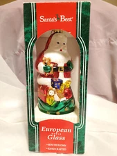 Santa’s Best European Style Glass Hand Blown Santa Clause With Bag Of Toys