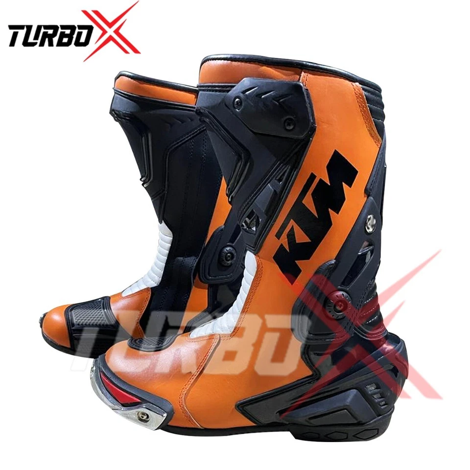 New KTM Bikers Motorbike Motorcycle Racing Leather Shoes / Boots Free Gloves - Image 4 of 4