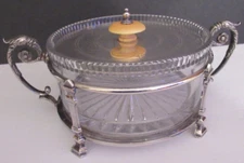 Antique Walker & Hall Silver Glass Compote Dish Bowl