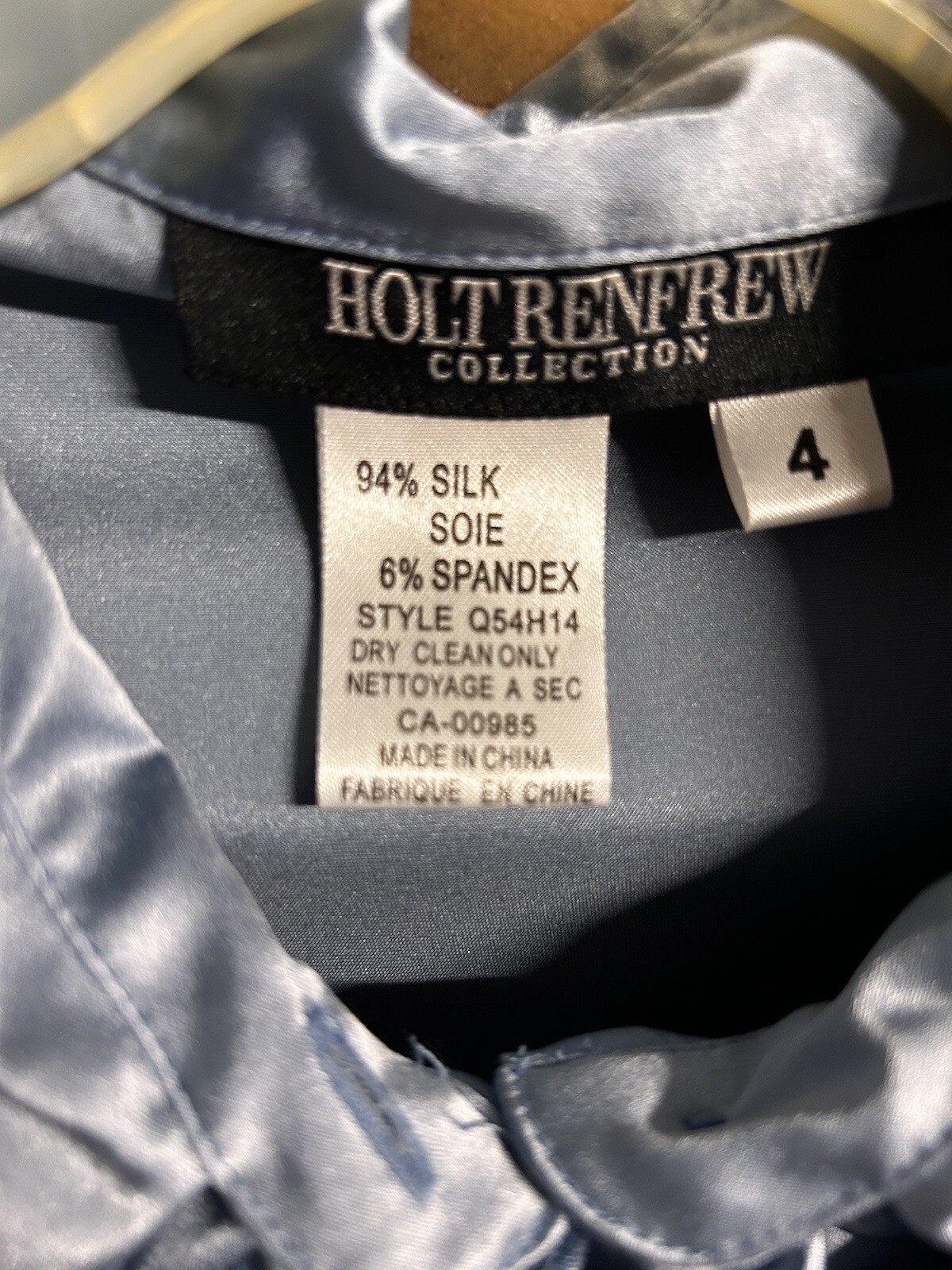 Holt Renfrew Collection Vintage 90's Women's Sz 4 Blue 94% Silk 6% Spandex