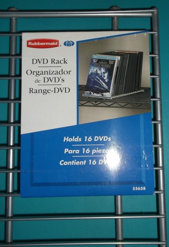 RUBBERMAID DVD RACK ORGANIZER HOLDS 16 DVDS METAL GRAY No 55658 NEW RACK SURFACE - Picture 4 of 5