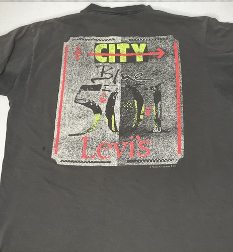 Vintage 80s Levis 501 Graphic Tee Shirt Boxy Single Stitch Distressed 2XL RARE - Picture 11 of 11