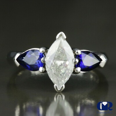 2.25 Ct Marquise Cut Diamond Engagement Ring In 14K White Gold