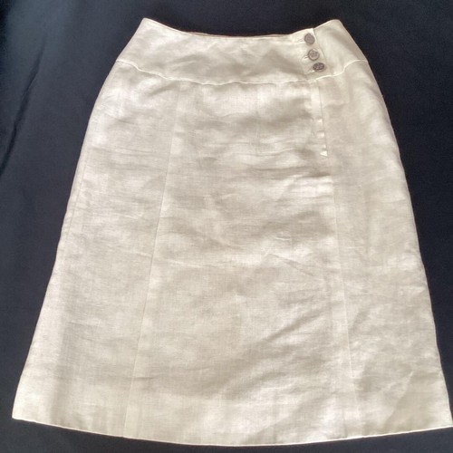 Chanel White Linen Skirt Vintage Used Very Good