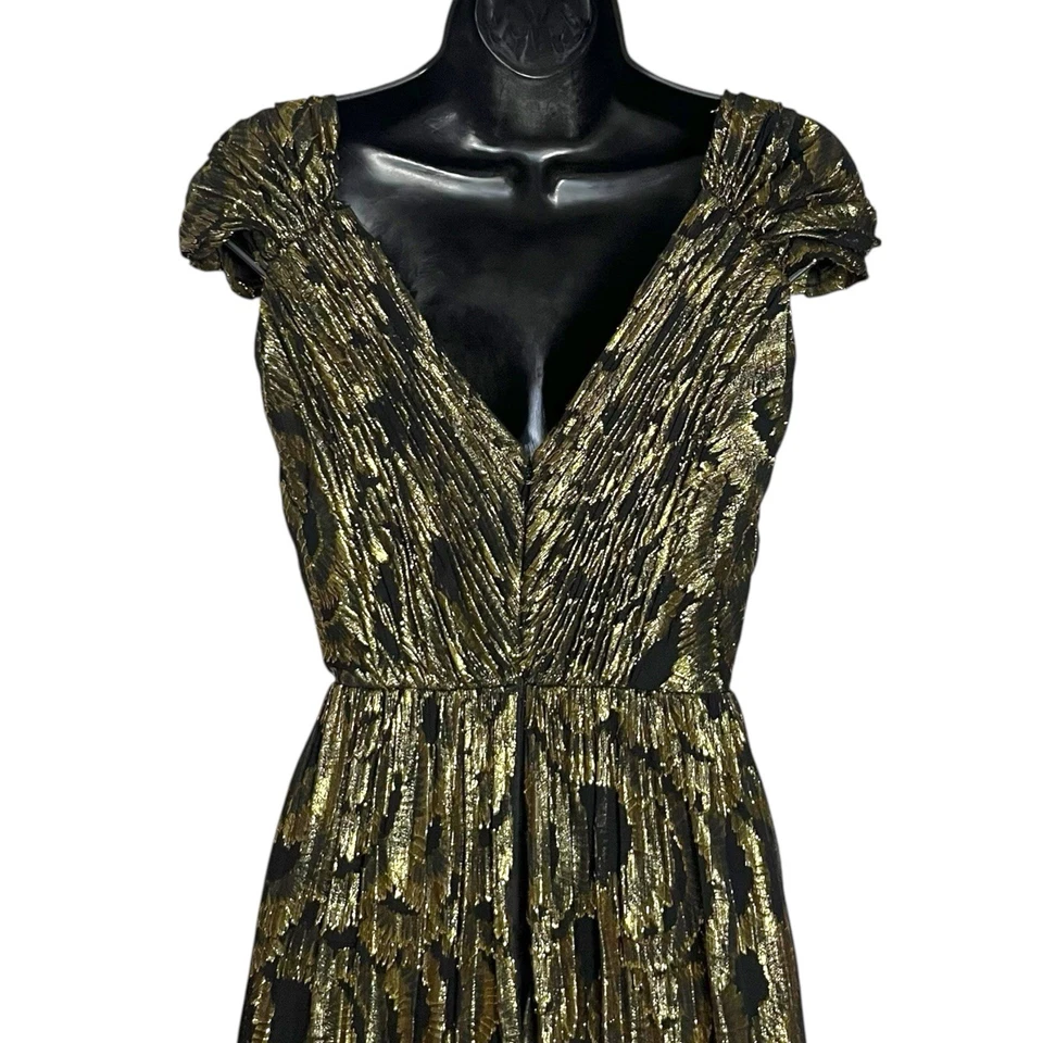 NUEVO CON ETIQUETAS $270 VESTIDO ERIN BY ERIN FETHERSTON GIULA TRANSPARENTE NEGRO DORADO LÁMINA COJA S Foto 4 de 4