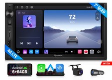 Doppel DIN Autoradio Radio 6+64GB 8Kern 7 Zoll QLED Apple CarPlay Navi RDS Radio