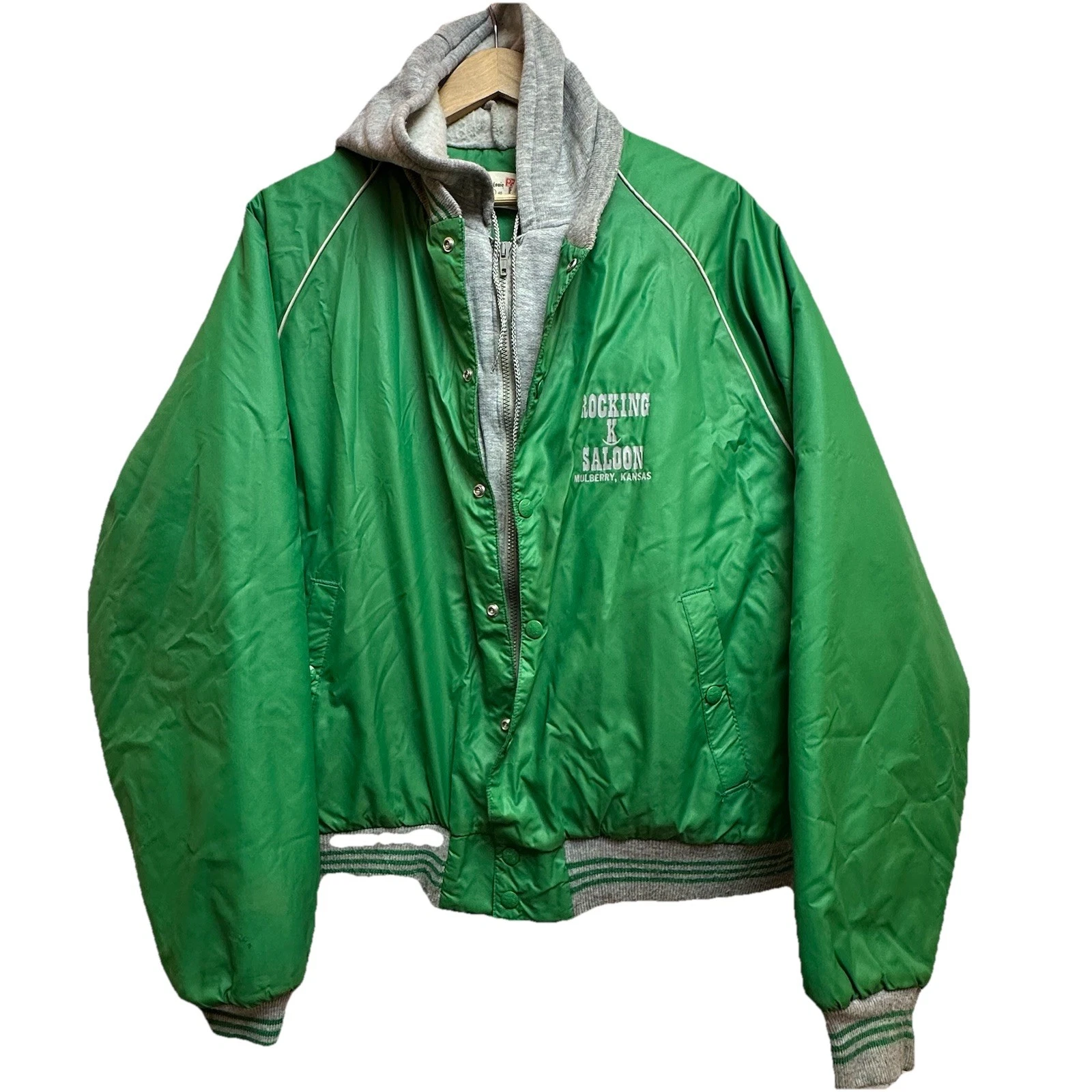 Vintage King Louie Jacket L Green Rocking K Saloon Built In Gray Hood USA