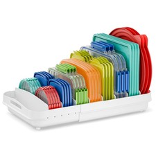 Expandable Food Container Lid Organizer for Cabinet, Fits 12-Inch Deep or Dee...