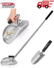 Long Handle Sand Scoop with Shovel for Metal Detecting, Detector silver