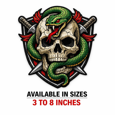Venom Snake Skull Dagger Embroidered Patch Biker Iron On Jacket Vest Hat 3 8 Inc