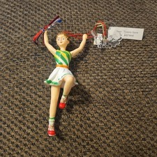Kurt Adler Style Cheerleader Christmas Ornament W/ Wings On A Stand 5.25"
