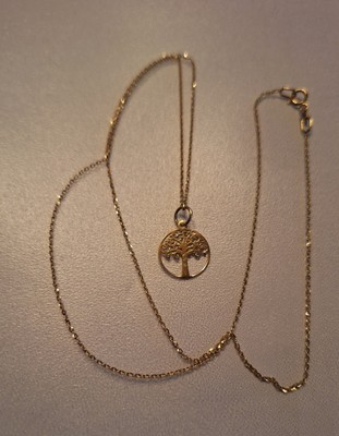 Kette Anhänger Lebensbaum 375er Gelbgold