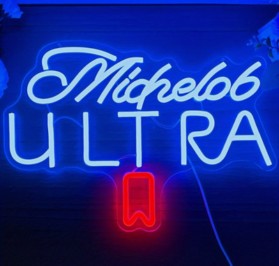 16''x16'' Michelob Ultra Ribbon Beer Vivid LED Neon Sign With Dimmer USB Powered