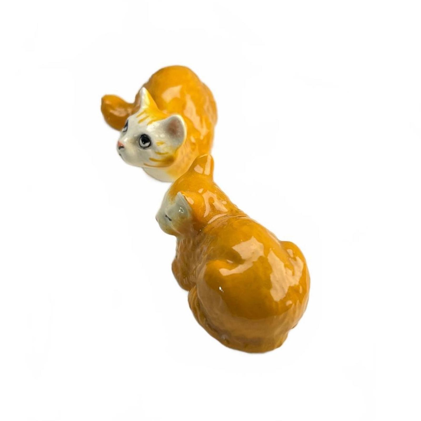 Hagen Renaker Vintage Miniature Retired Figurine Two Orange Fluffy Cats 