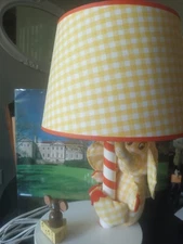 Vintage nursery musical nursery lamp w/ checked shade in original box