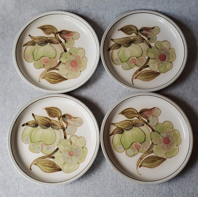 Vintage 70s Denby England Troubador 6.5'' Bread Plates Set Of 4