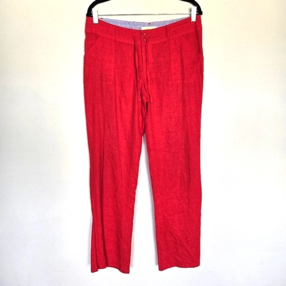 Брюки женские Nana USA красные льняная смесь L морские прибрежные бабушки легкие - Изображение 2 из 4