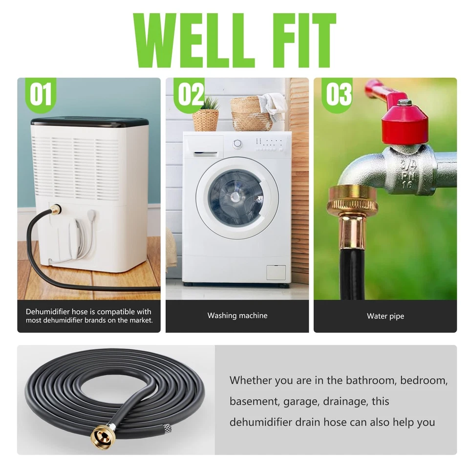Manguera de drenaje para deshumidificador 5 pies 3/4 pulgadas FHT, manguera de PVC para deshumidificador de interior Foto 3 de 4