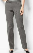 NWT Talbots Women’s Size 10P Gray Cotton Blend High Waist Straight Pant