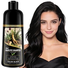 Black Hair Dye Shampoo 3 in 1 for Gray Hair Coverage, Black Hair Color Shampo...