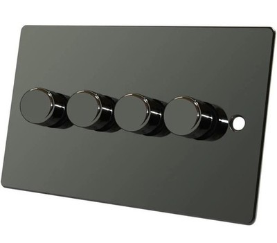 Flat Plate Black Nickel 4 Gang Dimmer 400W - 10 Amp Quad 4-Gang 2 Wege 400W leicht