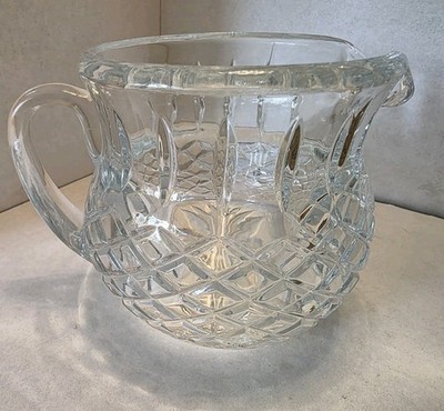 Lead Crystal Pitcher Diamond Cut Lead  1980 s 16/oz Mint Heavy